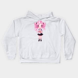 Pink Girl with Ice Cream Kids Hoodie